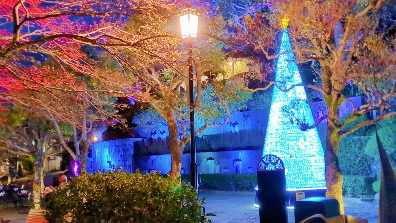 夜のグラバー園のイルミネーション